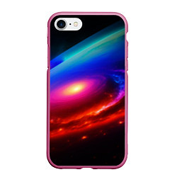 Чехол iPhone 7/8 матовый Неоновая галактика, цвет: 3D-малиновый