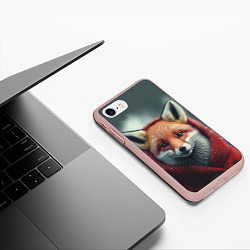 Чехол iPhone 7/8 матовый Милый лисенок в красном капюшоне, цвет: 3D-светло-розовый — фото 2