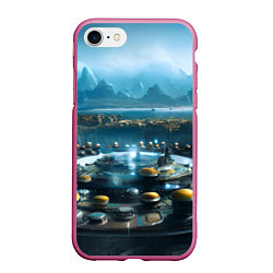 Чехол iPhone 7/8 матовый Инопланетный реактор, цвет: 3D-малиновый