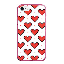 Чехол iPhone 7/8 матовый Pixel heart, цвет: 3D-малиновый