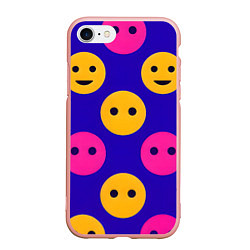 Чехол iPhone 7/8 матовый Паттерн смайлики, цвет: 3D-светло-розовый