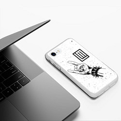 Чехол iPhone 7/8 матовый Lindemann и рок символ, цвет: 3D-белый — фото 2