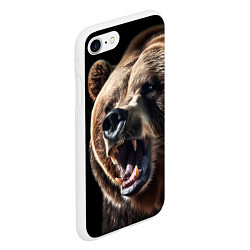Чехол iPhone 7/8 матовый Бурый медведь рычит, цвет: 3D-белый — фото 2