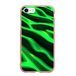Чехол iPhone 7/8 матовый Зелено-черный абстрактный фон, цвет: 3D-светло-розовый