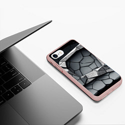 Чехол iPhone 7/8 матовый Каменная конструкция паттерн, цвет: 3D-светло-розовый — фото 2