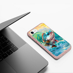 Чехол iPhone 7/8 матовый Карп на волне, цвет: 3D-светло-розовый — фото 2