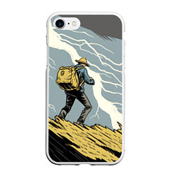 Чехол iPhone 7/8 матовый Дурак на горе ловит молнию, цвет: 3D-белый