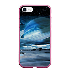 Чехол iPhone 7/8 матовый Падение Сатурна - пейзаж, цвет: 3D-малиновый