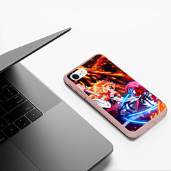 Чехол iPhone 7/8 матовый Истребители демонов -аказа, цвет: 3D-светло-розовый — фото 2