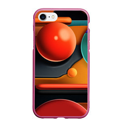 Чехол iPhone 7/8 матовый Геометрия фигур, цвет: 3D-малиновый