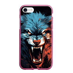 Чехол iPhone 7/8 матовый Fantasy wolf, цвет: 3D-малиновый