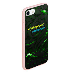 Чехол iPhone 7/8 матовый Cyberpunk 2077 phantom liberty green, цвет: 3D-светло-розовый — фото 2