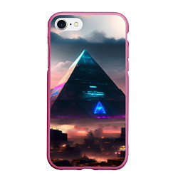 Чехол iPhone 7/8 матовый Киберпанк пирамида, цвет: 3D-малиновый