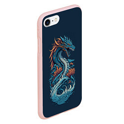 Чехол iPhone 7/8 матовый Синий дракон от нейросети, цвет: 3D-светло-розовый — фото 2