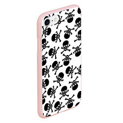 Чехол iPhone 7/8 матовый Черепа и кости паттерном, цвет: 3D-светло-розовый — фото 2