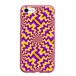 Чехол iPhone 7/8 матовый Желто-фиолетовая иллюзия вращения, цвет: 3D-малиновый