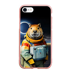 Чехол iPhone 7/8 матовый Capy astronaut - Nasa - neural network, цвет: 3D-светло-розовый