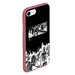 Чехол iPhone 7/8 матовый Блич - Скелеты в огне, цвет: 3D-малиновый — фото 2