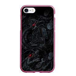 Чехол iPhone 7/8 матовый Dragon and samurai, цвет: 3D-малиновый