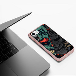 Чехол iPhone 7/8 матовый Демон самурай - Они, цвет: 3D-светло-розовый — фото 2