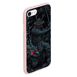 Чехол iPhone 7/8 матовый Samurai and dragon, цвет: 3D-светло-розовый — фото 2