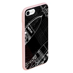 Чехол iPhone 7/8 матовый Чертеж ракеты, цвет: 3D-светло-розовый — фото 2