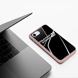 Чехол iPhone 7/8 матовый Counter strike 2 - white line, цвет: 3D-светло-розовый — фото 2