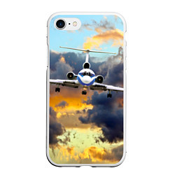 Чехол iPhone 7/8 матовый Ту-154 Суровый закат, цвет: 3D-белый