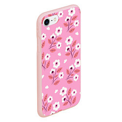 Чехол iPhone 7/8 матовый Flowers on pink, цвет: 3D-светло-розовый — фото 2