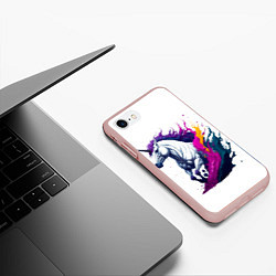 Чехол iPhone 7/8 матовый Единорог в красках, цвет: 3D-светло-розовый — фото 2
