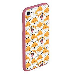 Чехол iPhone 7/8 матовый Хитрые лисы, цвет: 3D-малиновый — фото 2
