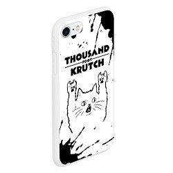 Чехол iPhone 7/8 матовый Thousand Foot Krutch рок кот на светлом фоне, цвет: 3D-белый — фото 2