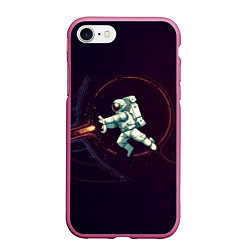 Чехол iPhone 7/8 матовый Астронавт - камехамеха, цвет: 3D-малиновый