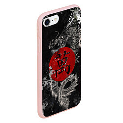 Чехол iPhone 7/8 матовый Dragon - black grunge, цвет: 3D-светло-розовый — фото 2