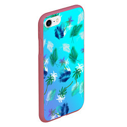 Чехол iPhone 7/8 матовый Пальмы на голубом градиенте, цвет: 3D-малиновый — фото 2