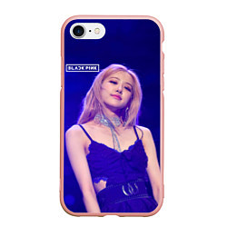 Чехол iPhone 7/8 матовый Rose Blackpink blue background, цвет: 3D-светло-розовый