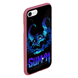 Чехол iPhone 7/8 матовый Sum41 horns skull, цвет: 3D-малиновый — фото 2