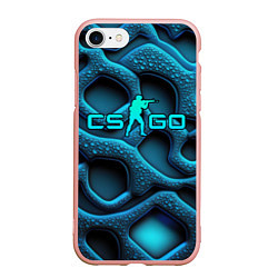 Чехол iPhone 7/8 матовый CS GO blue neon logo, цвет: 3D-светло-розовый