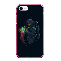 Чехол iPhone 7/8 матовый Неизведанный космос, цвет: 3D-малиновый