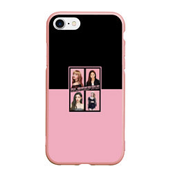 Чехол iPhone 7/8 матовый Черно-розовые K-pop группа, цвет: 3D-светло-розовый