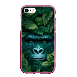 Чехол iPhone 7/8 матовый Горилла в кустах джунгли