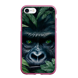 Чехол iPhone 7/8 матовый Крупная морда гориллы, цвет: 3D-малиновый