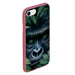 Чехол iPhone 7/8 матовый Крупная морда гориллы, цвет: 3D-малиновый — фото 2