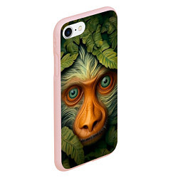 Чехол iPhone 7/8 матовый Обезьяна в джунглях, цвет: 3D-светло-розовый — фото 2