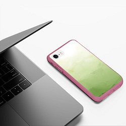 Чехол iPhone 7/8 матовый Абстрактный лаймовый акварельный фон, цвет: 3D-малиновый — фото 2