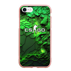 Чехол iPhone 7/8 матовый CS GO green abstract, цвет: 3D-светло-розовый