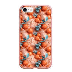 Чехол iPhone 7/8 матовый Сочные фрукты клипарт, цвет: 3D-светло-розовый