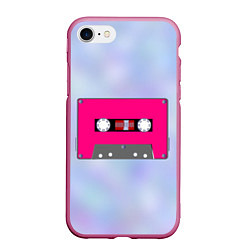 Чехол iPhone 7/8 матовый Магнитофонная кассета, цвет: 3D-малиновый