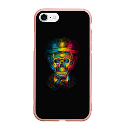 Чехол iPhone 7/8 матовый Трехцветный череп, цвет: 3D-светло-розовый