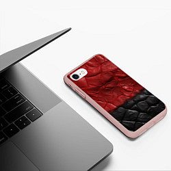 Чехол iPhone 7/8 матовый Черная красная текстура, цвет: 3D-светло-розовый — фото 2